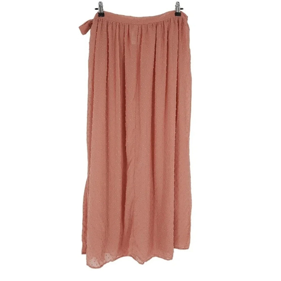 Time & Tru Swim Cover Up Wrap Skirt Sheer Pink Swiss Dot Tie Waist Sarong - Picture 4 of 6